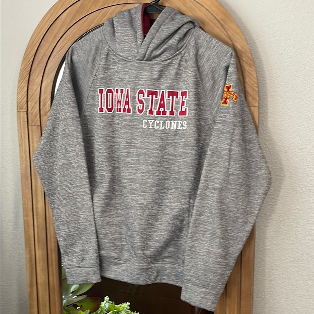 Iowa Stare Colosseum Gray and Red Youth Hoodie